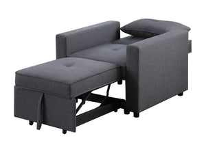 English Elm Zaira Convertible Linen Sleeper Chair with Side Pocket for Studio or Guest Room B2749S00192