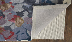 HomeRoots 4' Hand-Tufted Wool Area Rug with Elegant Blue-Gray and Pink Floral Design for Timeless Style 8' X 10' 513403