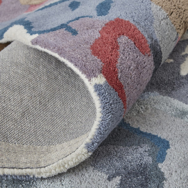 HomeRoots 4' Hand-Tufted Wool Area Rug with Elegant Blue-Gray and Pink Floral Design for Timeless Style 9' X 12' 513404