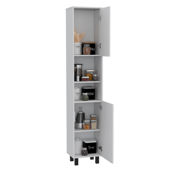 English Elm Hobart Tall Kitchen Pantry Cabinet with Four Legs, Three Interior Shelves, Two Shelves, Two Doors White 83.2 L x 19.8 W x 5 H B07091871