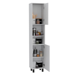 English Elm Hobart Tall Pantry Cabinet with 78" Height, Three Interior Shelves, Dual Cabinets for Kitchen Storage White 83.2 L x 19.8 W x 5 H B20091871