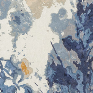 Homeroots 5' X 8' Blue Wool Floral Hand Tufted Area Rug  Wool 513408