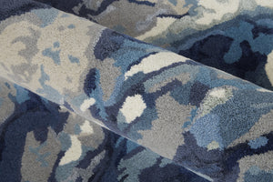 Homeroots 10' X 14' Blue Wool Floral Hand Tufted Area Rug  Wool 513411