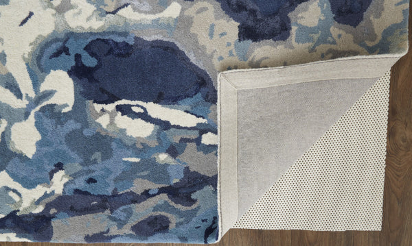 Homeroots 2' X 3' Blue Wool Floral Hand Tufted Area Rug  Wool 513412