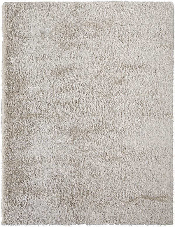 Homeroots 5' X 8' Ivory Shag Power Loom Stain Resistant Area Rug Ivory Polyester 513414
