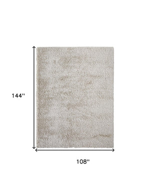 Homeroots 9' X 12' Ivory Shag Power Loom Stain Resistant Area Rug Ivory Polyester 513415