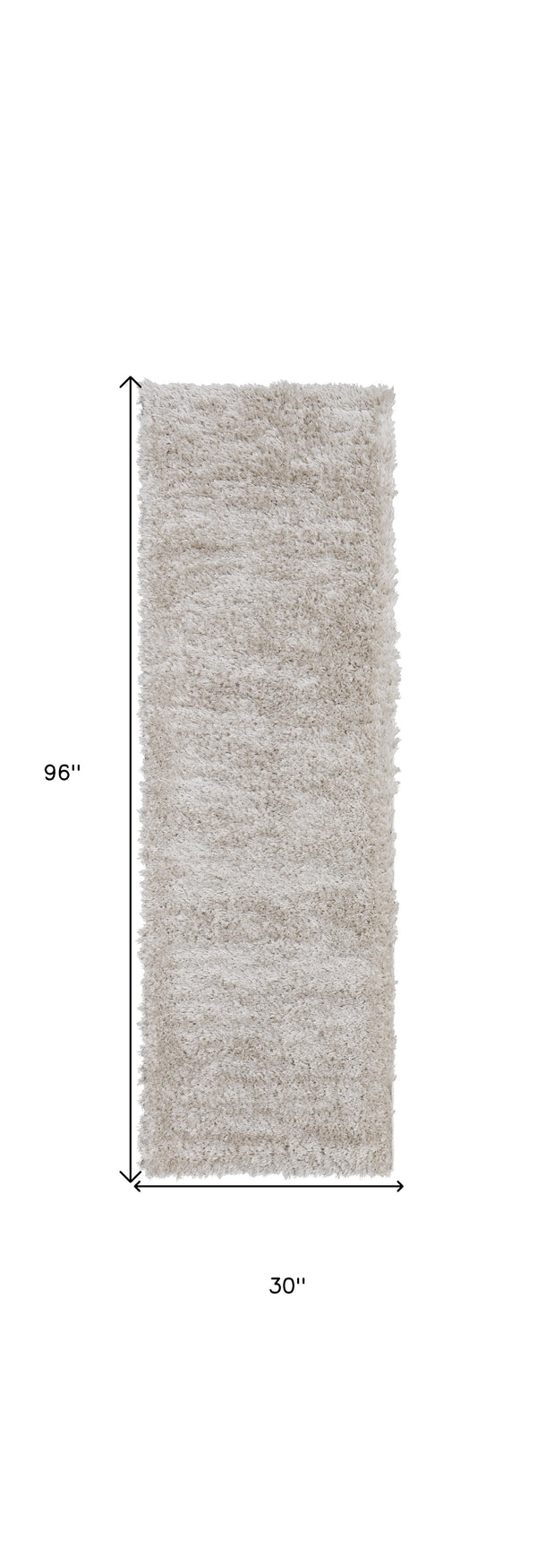 Homeroots 8' Ivory Shag Power Loom Runner Rug Ivory Polypropylene,Polyester 513418