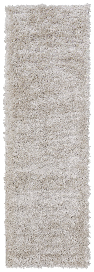 Homeroots 8' Ivory Shag Power Loom Runner Rug Ivory Polypropylene,Polyester 513418