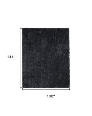 Homeroots 9' X 12' Black Shag Power Loom Area Rug Black Polyester 513422