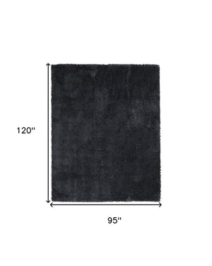 Homeroots 8' X 10' Black Shag Power Loom Area Rug Black Polyester 513423