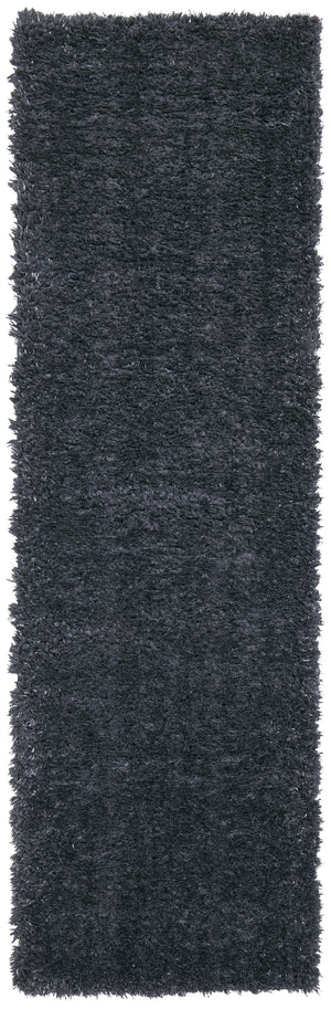 Homeroots 8' Black Shag Power Loom Runner Rug Black Polypropylene,Polyester 513425