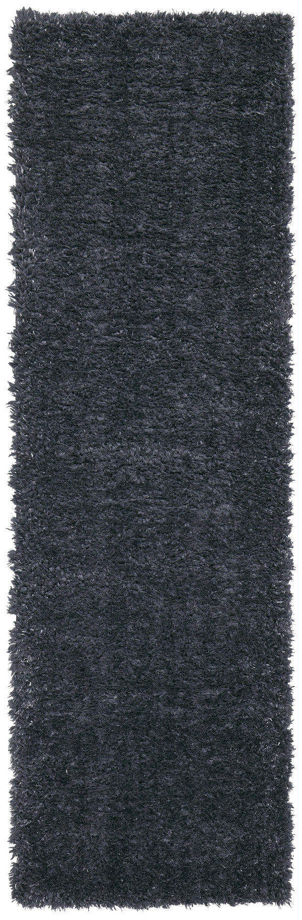 Homeroots 8' Black Shag Power Loom Runner Rug Black Polypropylene,Polyester 513425