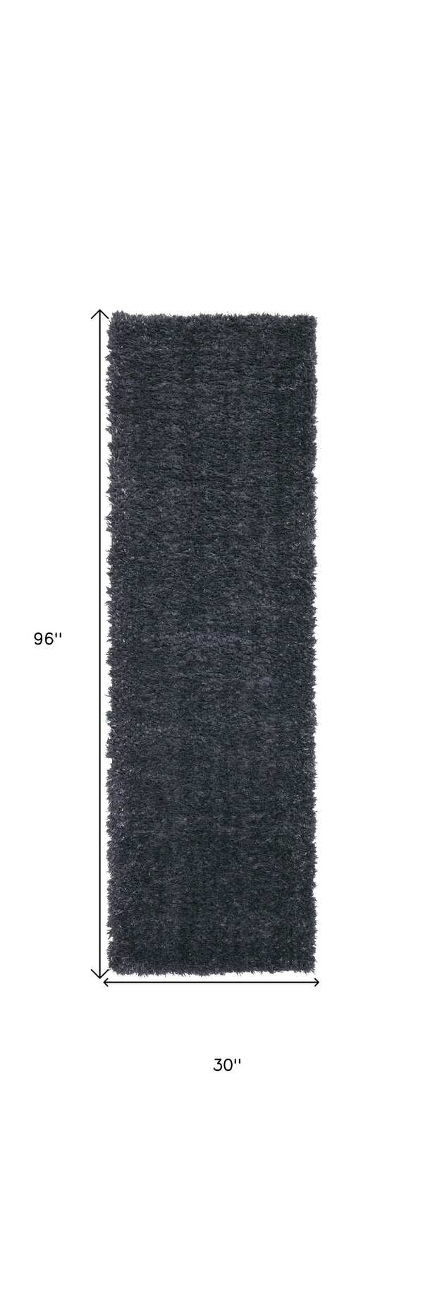 Homeroots 8' Black Shag Power Loom Runner Rug Black Polypropylene,Polyester 513425