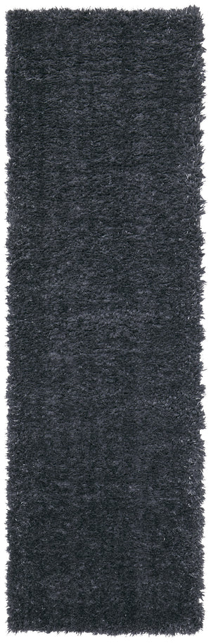 Homeroots 8' Black Shag Power Loom Runner Rug Black Polypropylene,Polyester 513425