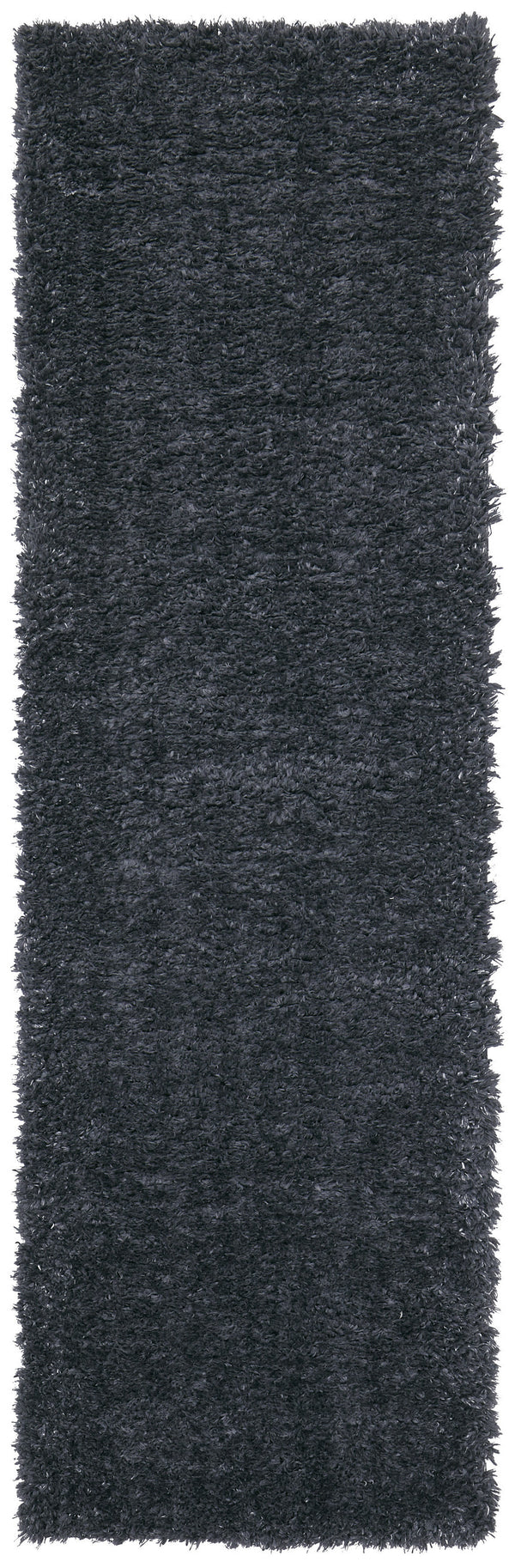 Homeroots 8' Black Shag Power Loom Runner Rug Black Polypropylene,Polyester 513425