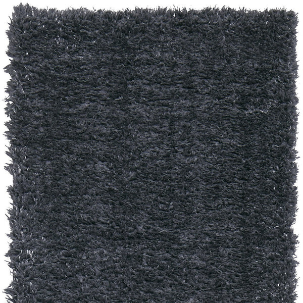 Homeroots 8' Black Shag Power Loom Runner Rug Black Polypropylene,Polyester 513425
