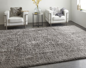 Homeroots 5' X 8' Gray Shag Power Loom Stain Resistant Area Rug Gray Polyester 513428