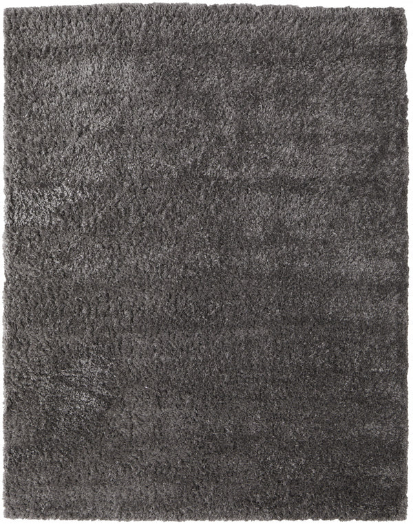 Homeroots 10' X 14' Gray Shag Power Loom Stain Resistant Area Rug Gray Polyester 513431