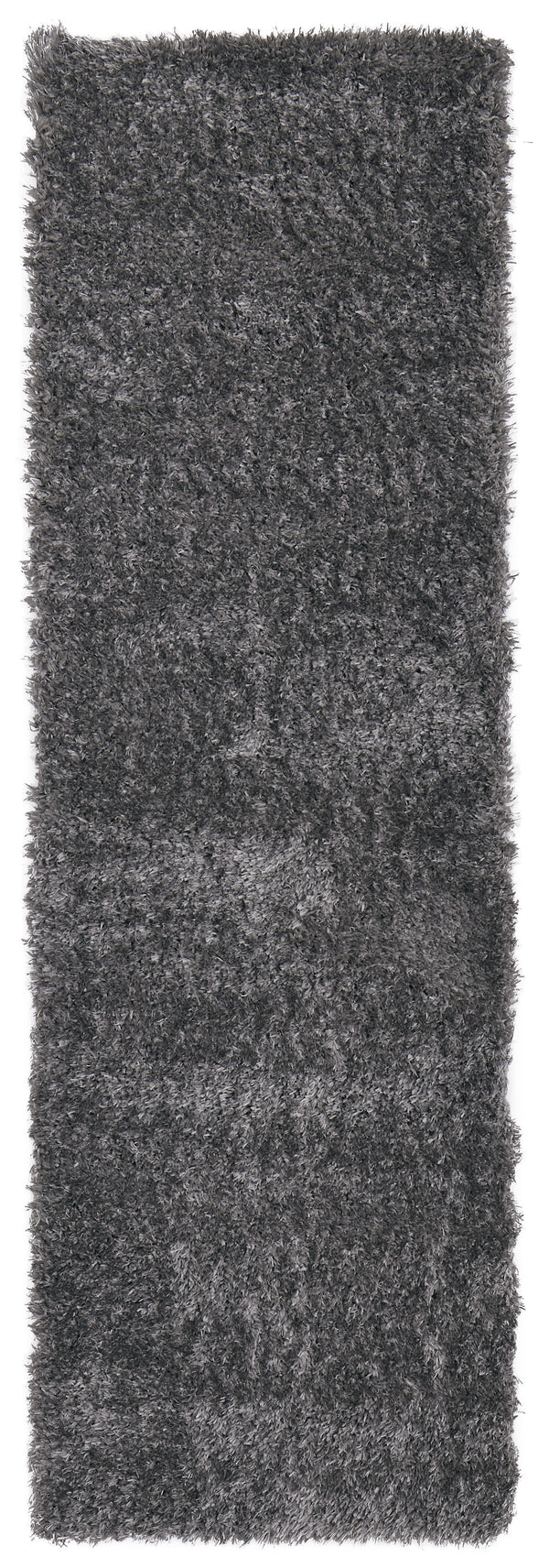 Homeroots 8' Gray Shag Power Loom Runner Rug Gray Polypropylene,Polyester 513432