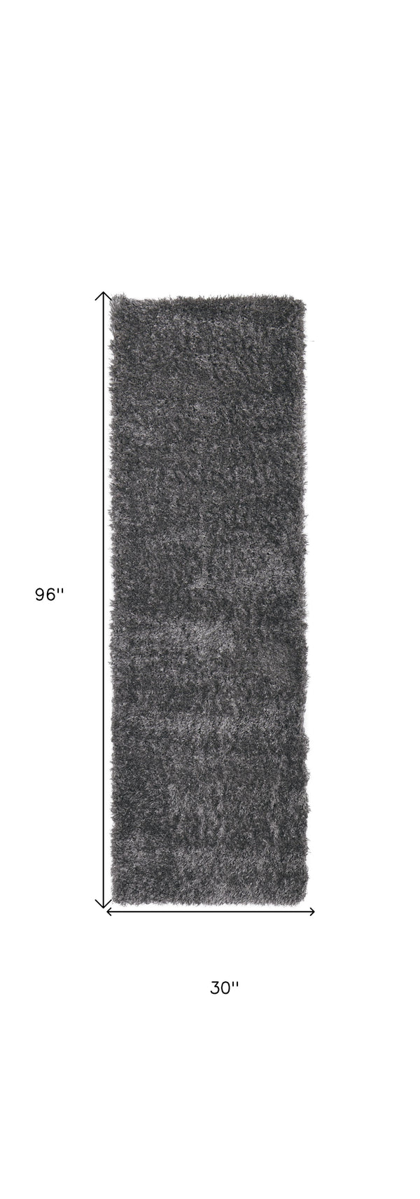 Homeroots 8' Gray Shag Power Loom Runner Rug Gray Polypropylene,Polyester 513432