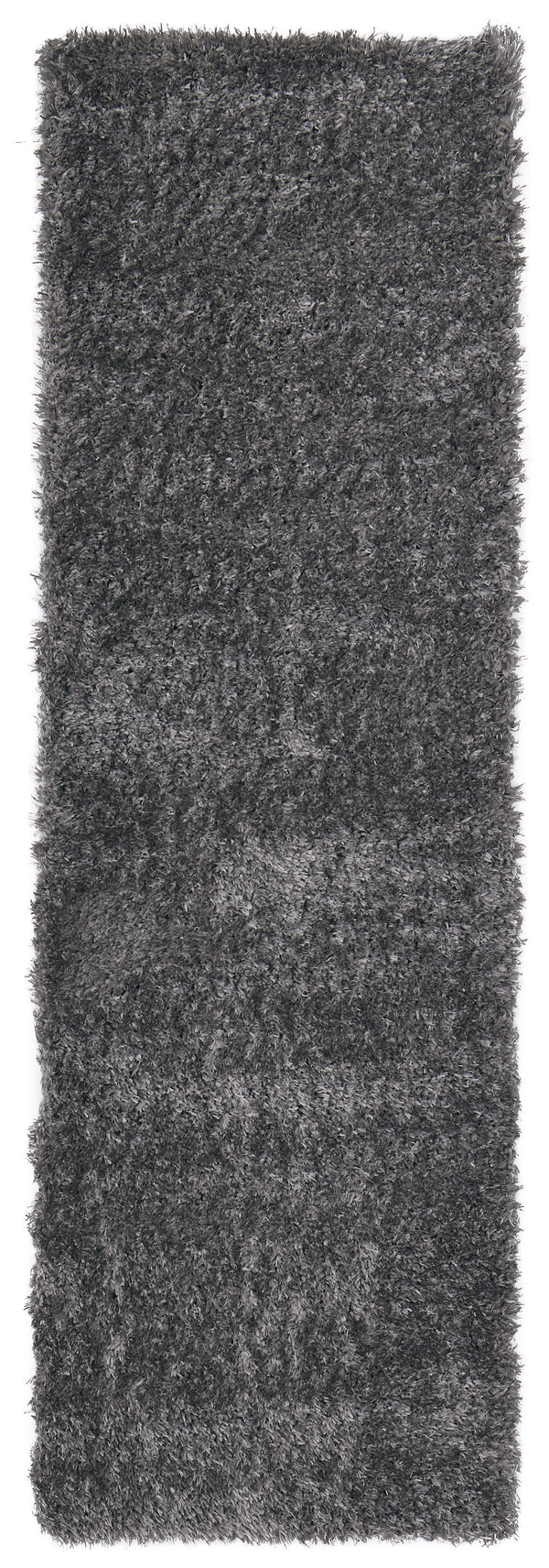 Homeroots 8' Gray Shag Power Loom Runner Rug Gray Polypropylene,Polyester 513432