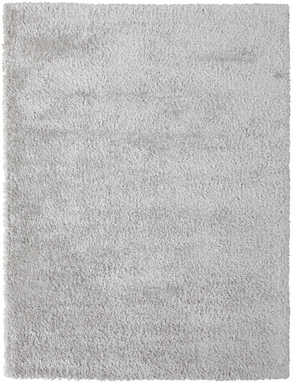 Homeroots 5' X 8' Silver And Gray Shag Power Loom Stain Resistant Area Rug Silver,Gray Polyester 513435