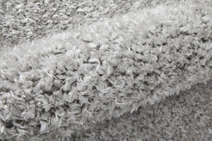 Homeroots 9' X 12' Silver And Gray Shag Power Loom Stain Resistant Area Rug Silver,Gray Polyester 513436