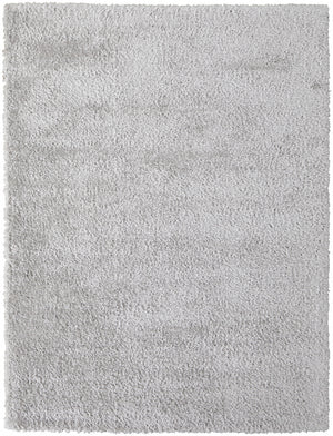 Homeroots 10' X 14' Silver And Gray Shag Power Loom Stain Resistant Area Rug Silver,Gray Polyester 513438