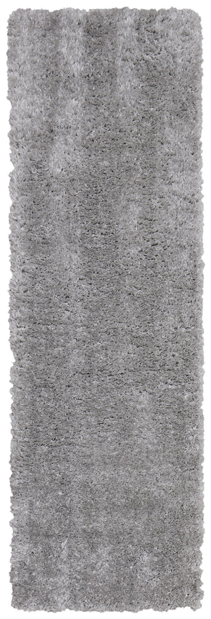Homeroots 8' Gray Shag Power Loom Runner Rug Silver,Gray Polypropylene,Polyester 513439