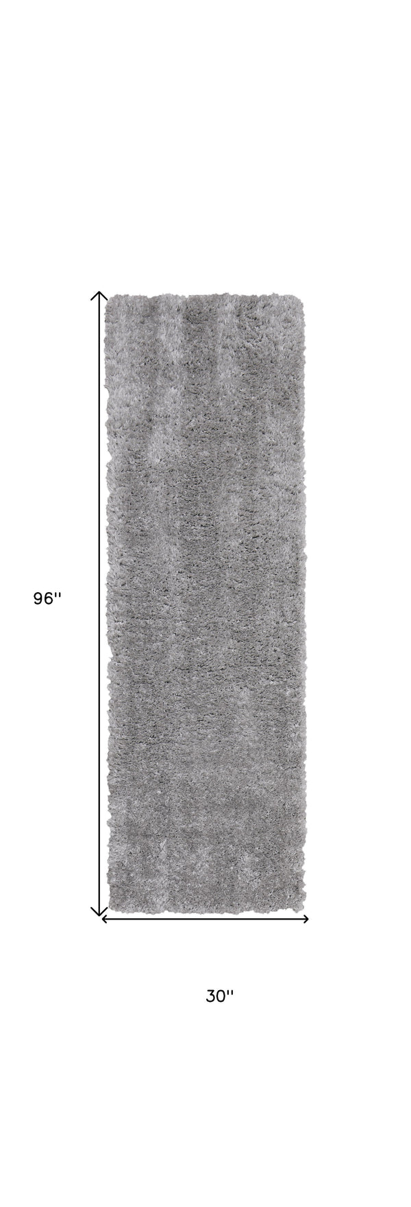 Homeroots 8' Gray Shag Power Loom Runner Rug Silver,Gray Polypropylene,Polyester 513439