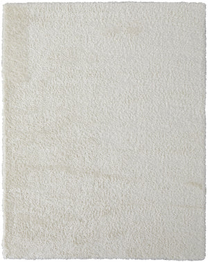 Homeroots 9' X 12' White Shag Power Loom Stain Resistant Area Rug White Polyester 513443