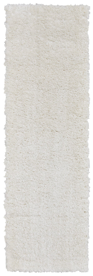 Homeroots 8' White Shag Power Loom Runner Rug White Polypropylene,Polyester 513446