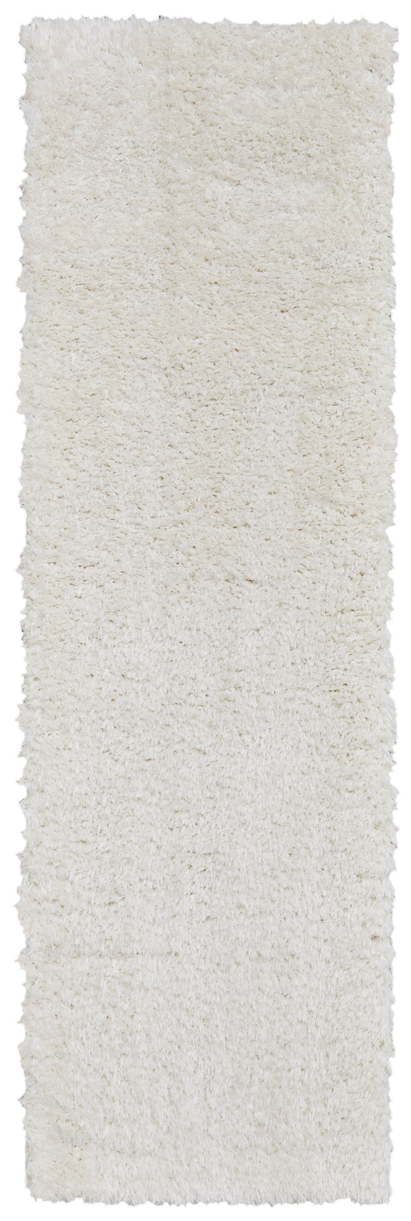 Homeroots 8' White Shag Power Loom Runner Rug White Polypropylene,Polyester 513446