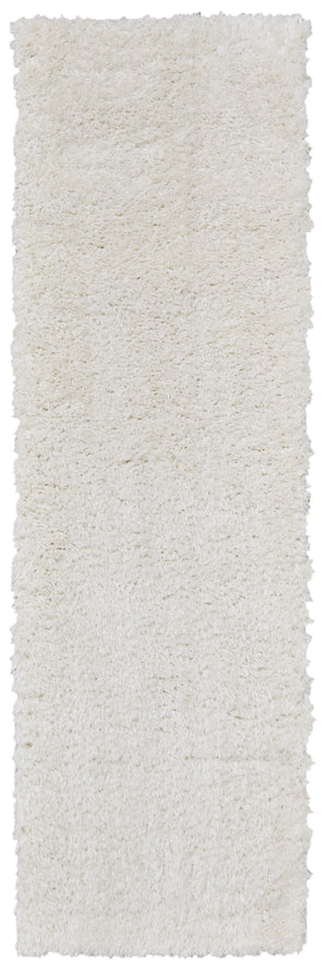 Homeroots 8' White Shag Power Loom Runner Rug White Polypropylene,Polyester 513446