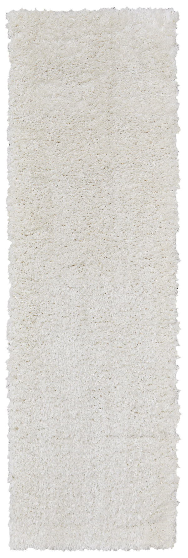 Homeroots 8' White Shag Power Loom Runner Rug White Polypropylene,Polyester 513446