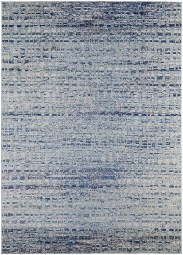HomeRoots 10' Blue and Ivory Abstract Area Rug - Stain Resistant, Durable Design for High-Traffic Spaces 10' X 14' 513454