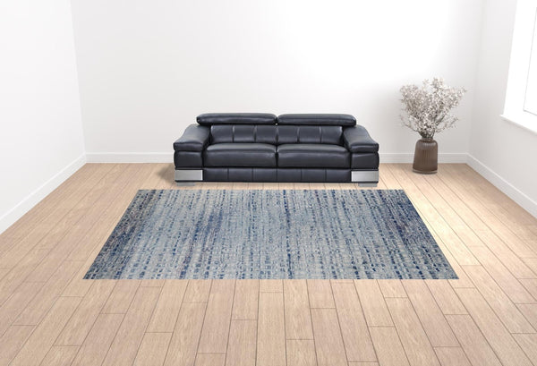 HomeRoots 10' Blue and Ivory Abstract Area Rug - Stain Resistant, Durable Design for High-Traffic Spaces 10' X 14' 513454