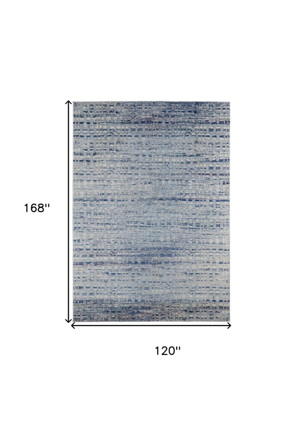 HomeRoots 10' Blue and Ivory Abstract Area Rug - Stain Resistant, Durable Design for High-Traffic Spaces 10' X 14' 513454