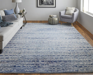 HomeRoots 10' Blue and Ivory Abstract Area Rug - Stain Resistant, Durable Design for High-Traffic Spaces 10' X 14' 513454