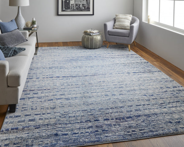 HomeRoots 10' Blue and Ivory Abstract Area Rug - Stain Resistant, Durable Design for High-Traffic Spaces 10' X 14' 513454
