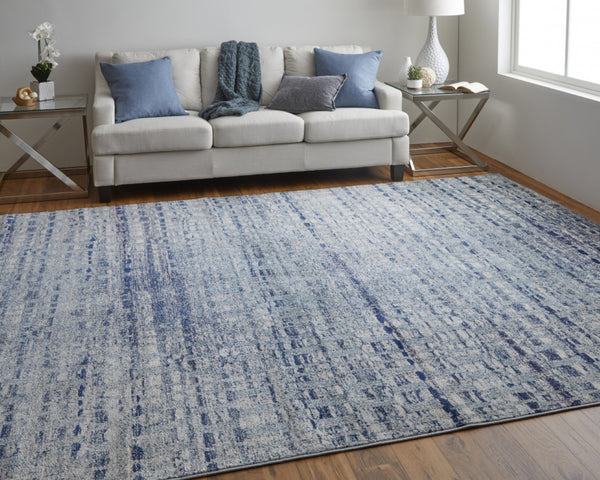 HomeRoots 10' Blue and Ivory Abstract Area Rug - Stain Resistant, Durable Design for High-Traffic Spaces 10' X 14' 513454