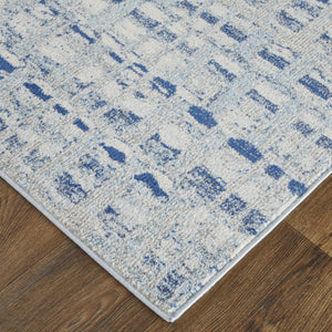 HomeRoots 10' Blue and Ivory Abstract Area Rug - Stain Resistant, Durable Design for High-Traffic Spaces 10' X 14' 513454