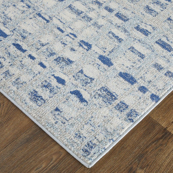 HomeRoots 10' Blue and Ivory Abstract Area Rug - Stain Resistant, Durable Design for High-Traffic Spaces 10' X 14' 513454