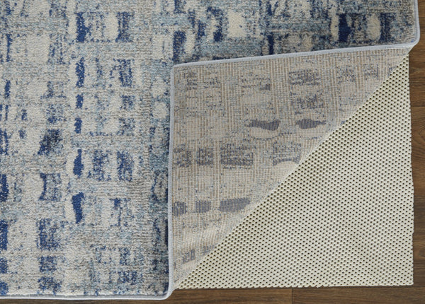HomeRoots 10' Blue and Ivory Abstract Area Rug - Stain Resistant, Durable Design for High-Traffic Spaces 10' X 14' 513454