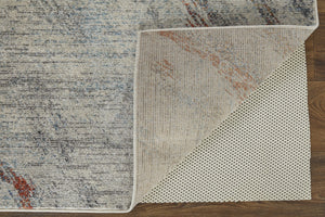 HomeRoots 10' Abstract Area Rug in Ivory, Orange & Blue - Stain Resistant, Modern Design for Stylish Spaces 10' X 14' 513465