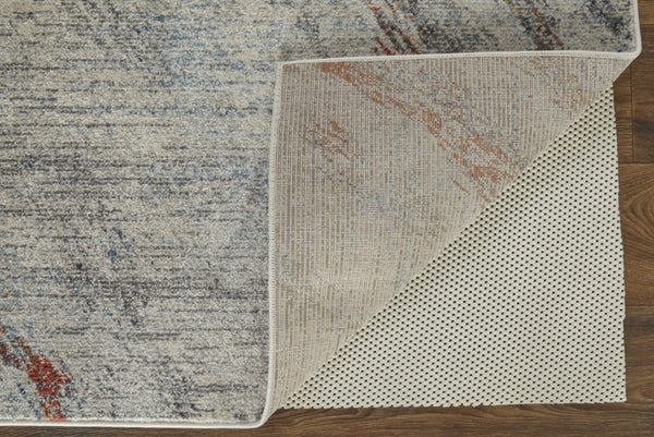 HomeRoots 10' Abstract Area Rug in Ivory, Orange & Blue - Stain Resistant, Modern Design for Stylish Spaces 10' X 14' 513465