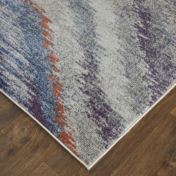 HomeRoots 7' Blue and Gray Abstract Area Rug - Durable, Stain-Resistant Power Loom Design with Non-Skid Backing 7' X 10' 513473