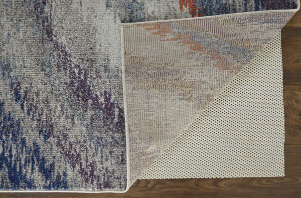 HomeRoots 7' Blue and Gray Abstract Area Rug - Durable, Stain-Resistant Power Loom Design with Non-Skid Backing 7' X 10' 513473