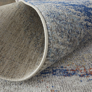 HomeRoots 7' Blue and Gray Abstract Area Rug - Durable, Stain-Resistant Power Loom Design with Non-Skid Backing 10' X 14' 513476