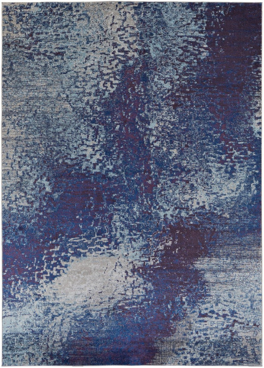 HomeRoots 10' Abstract Area Rug in Blue, Purple & Ivory – Stain Resistant, Durable, Modern Design for Homes 10' X 14' 513498